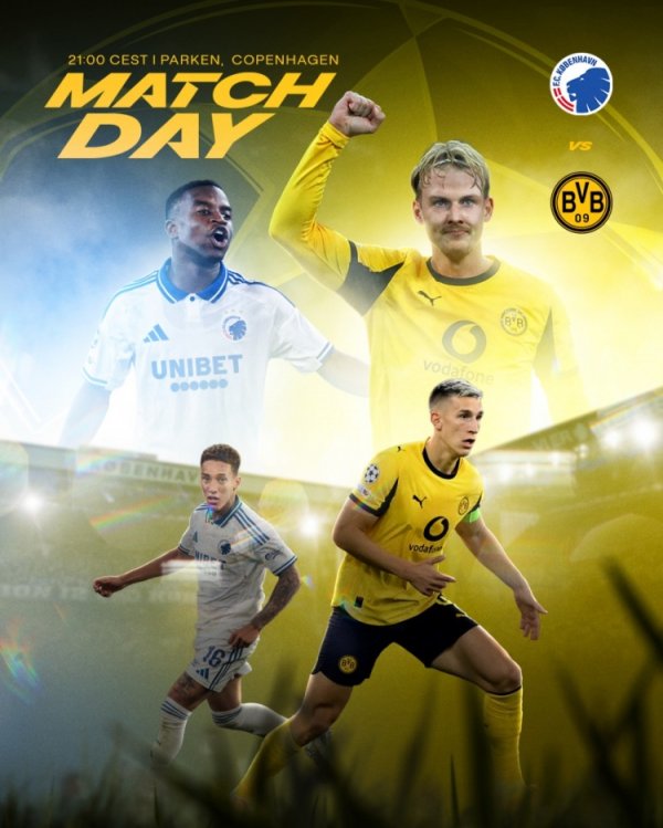 穆科科迎战旧主！多特发布欧冠战哥本哈根海报：必须拿下三分👊